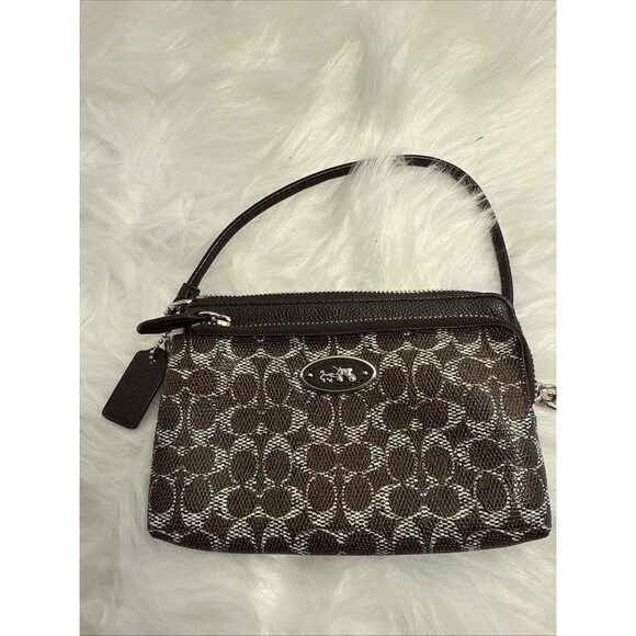 Coach Women's Corner Zip Wristlet In Pouch, Small - Brown - Picture 1 of 7